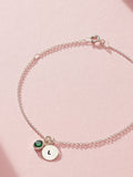 Posh Totty Designs personalised birthstone initial disc charm bracelet 19cm, imported from the UK