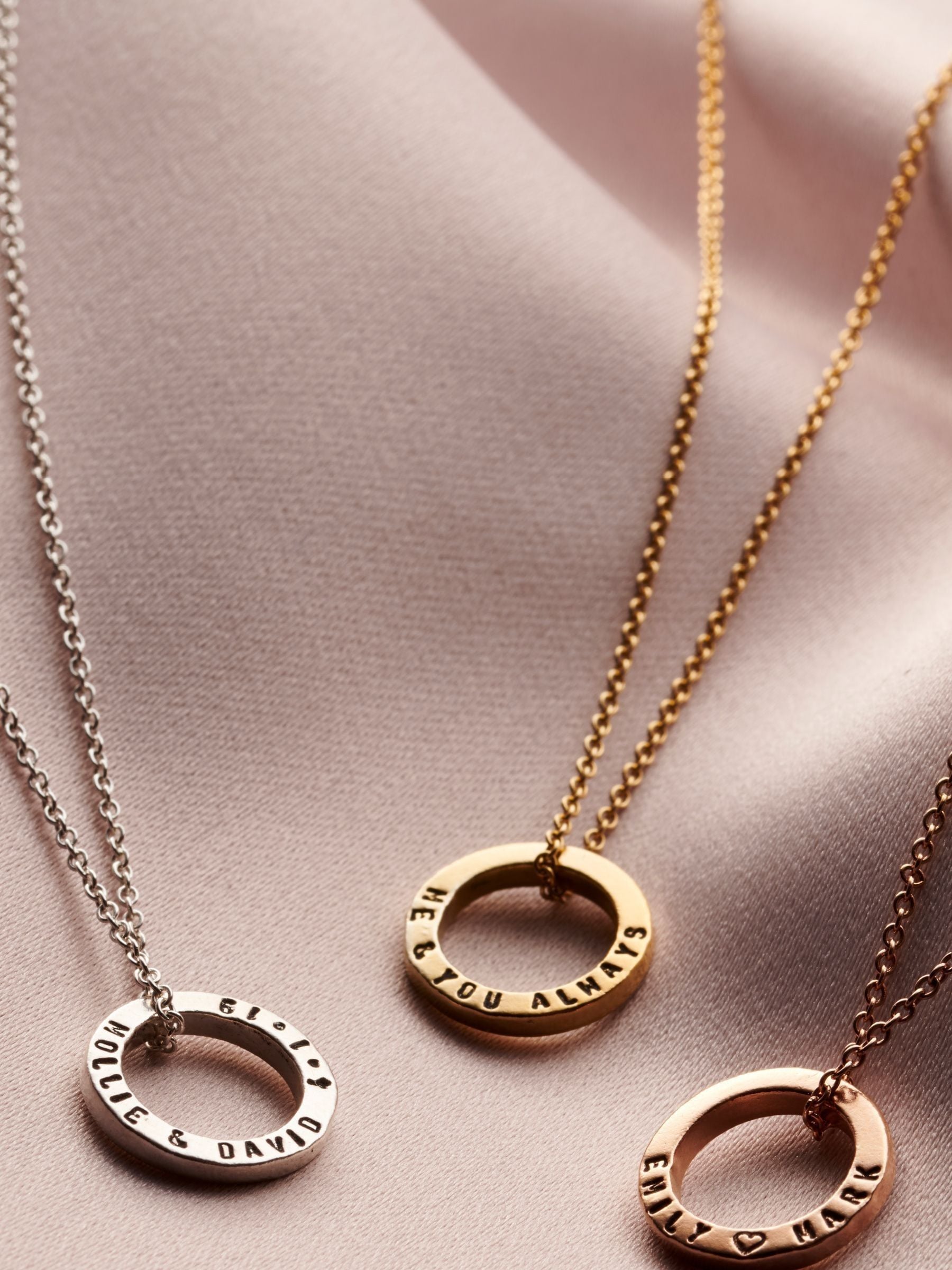 Posh Totty Designs personalised mini quote circle necklace, imported from the UK