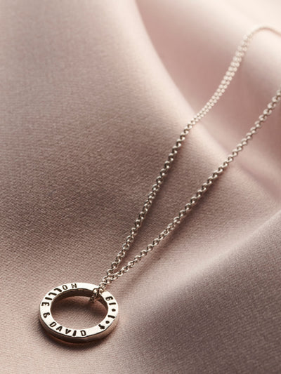 Next Posh Totty Designs Personalised Mini Quote Circle Necklace with Black or Clear Text Finish Sterling Silver Necklace- Buy online at McGrocer