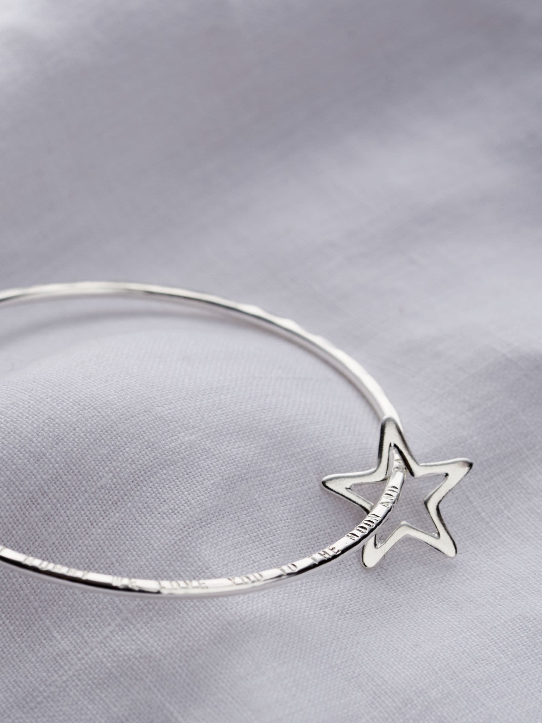 Posh Totty Designs Personalised Star Bangle 6.5cm diameter, imported from the UK
