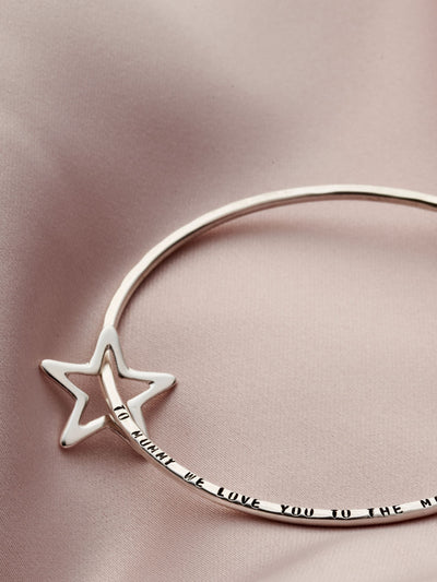 Next Posh Totty Designs Personalised Star Bangle Sterling Silver Bangle 6.5cm- Buy online at McGrocer