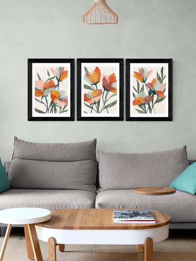 Neste Oransje og Grønn Blomster Triptyk Innrammet Kunsttrykk Sett - Kjøp online hos McGrocer