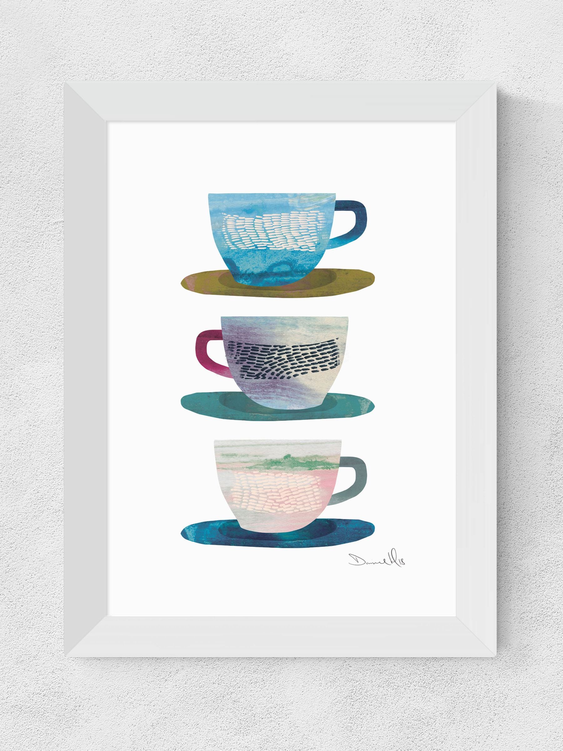 East End Prints framed art print white coffee cups - British product