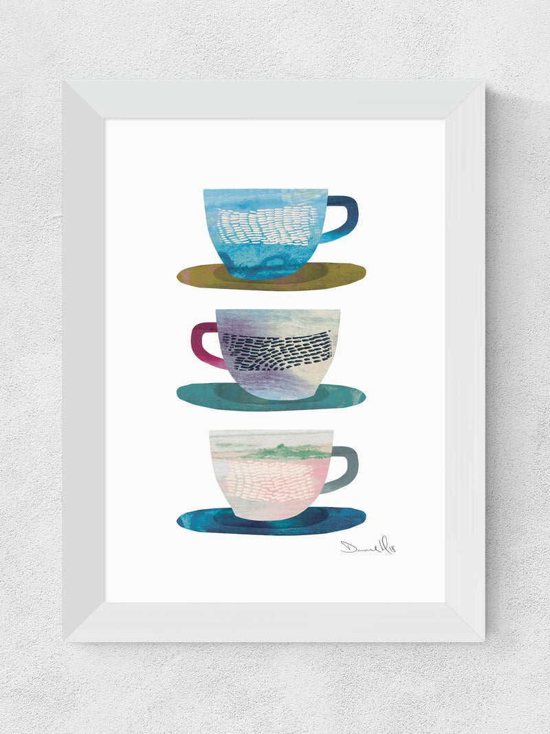East End Prints framed art print white coffee cups - British product
