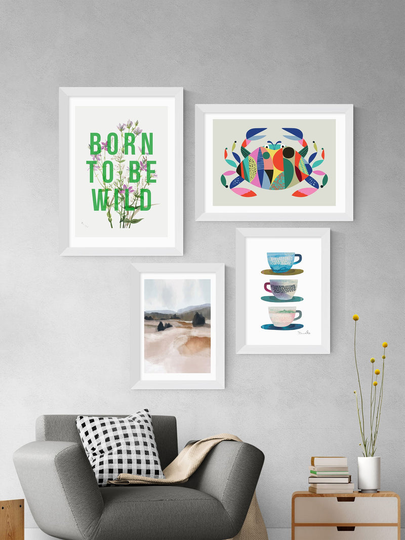 East End Prints framed art print white coffee cups - British product