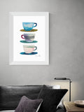 East End Prints framed art print white coffee cups - British product