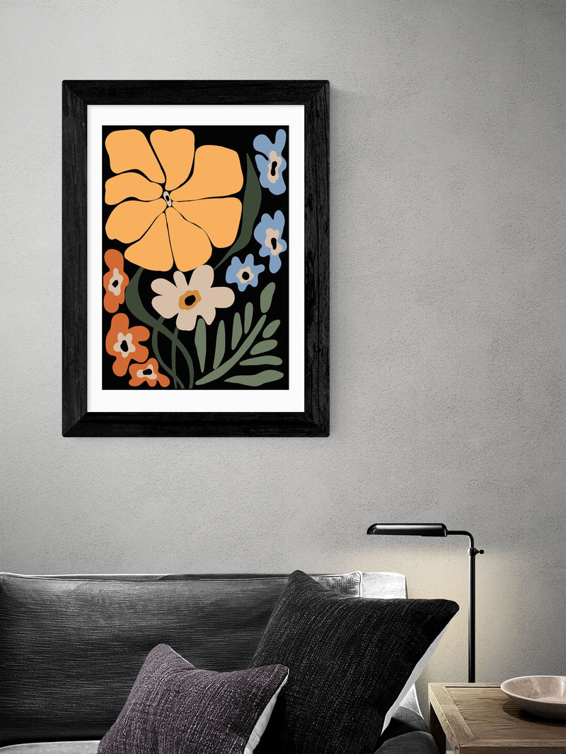 East End Prints black blooming floral framed art print, imported from the UK