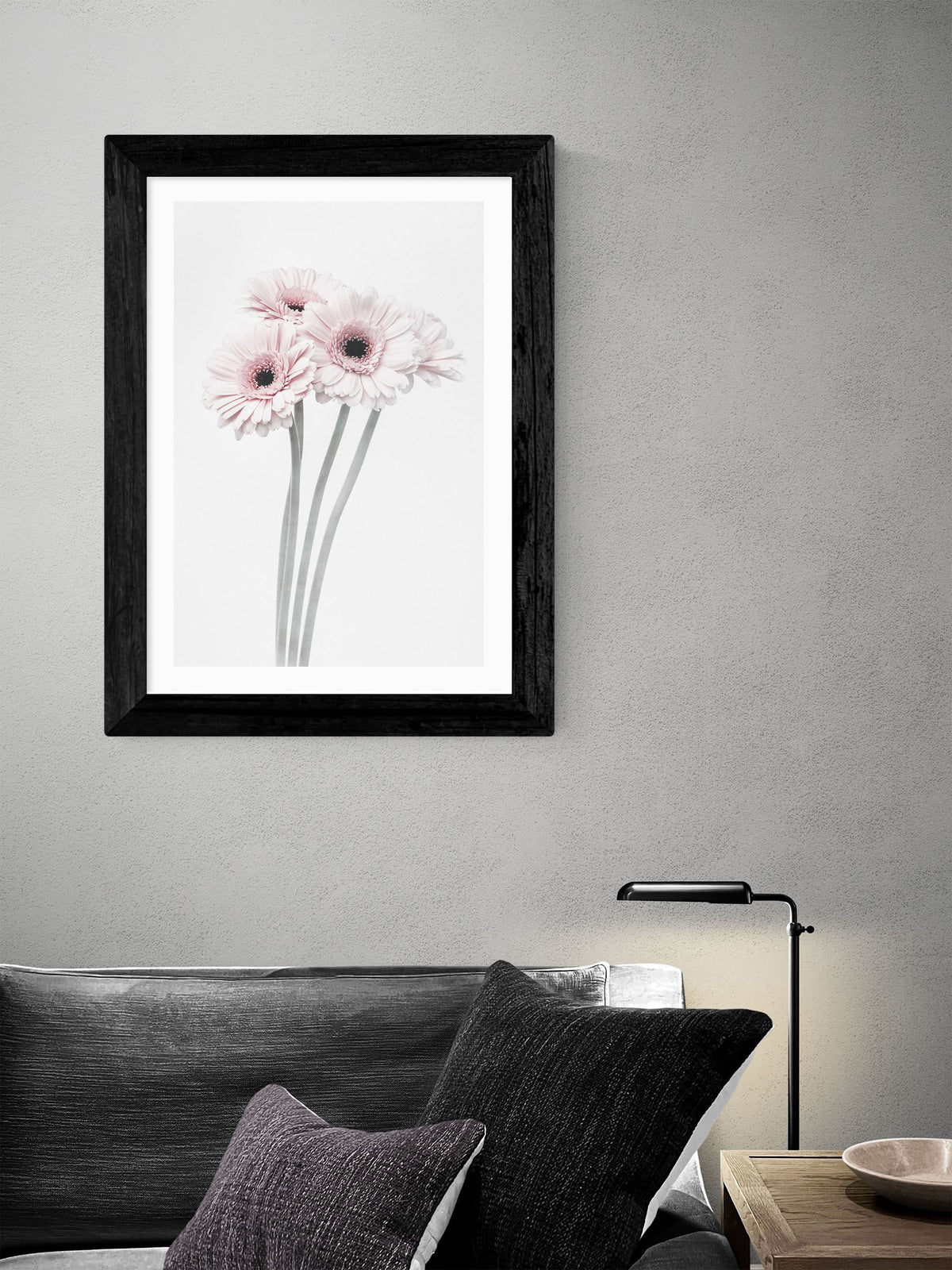 East End Prints Black Gerbera Daisy framed art print - British product