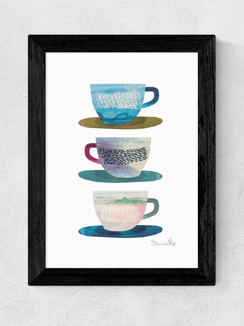 East End Prints black coffee cups framed art print (British brand)
