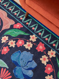 Blue washable Bettie floral rug machine washable, imported from the UK