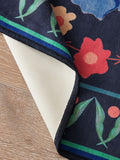 Blue washable Bettie floral rug machine washable, imported from the UK