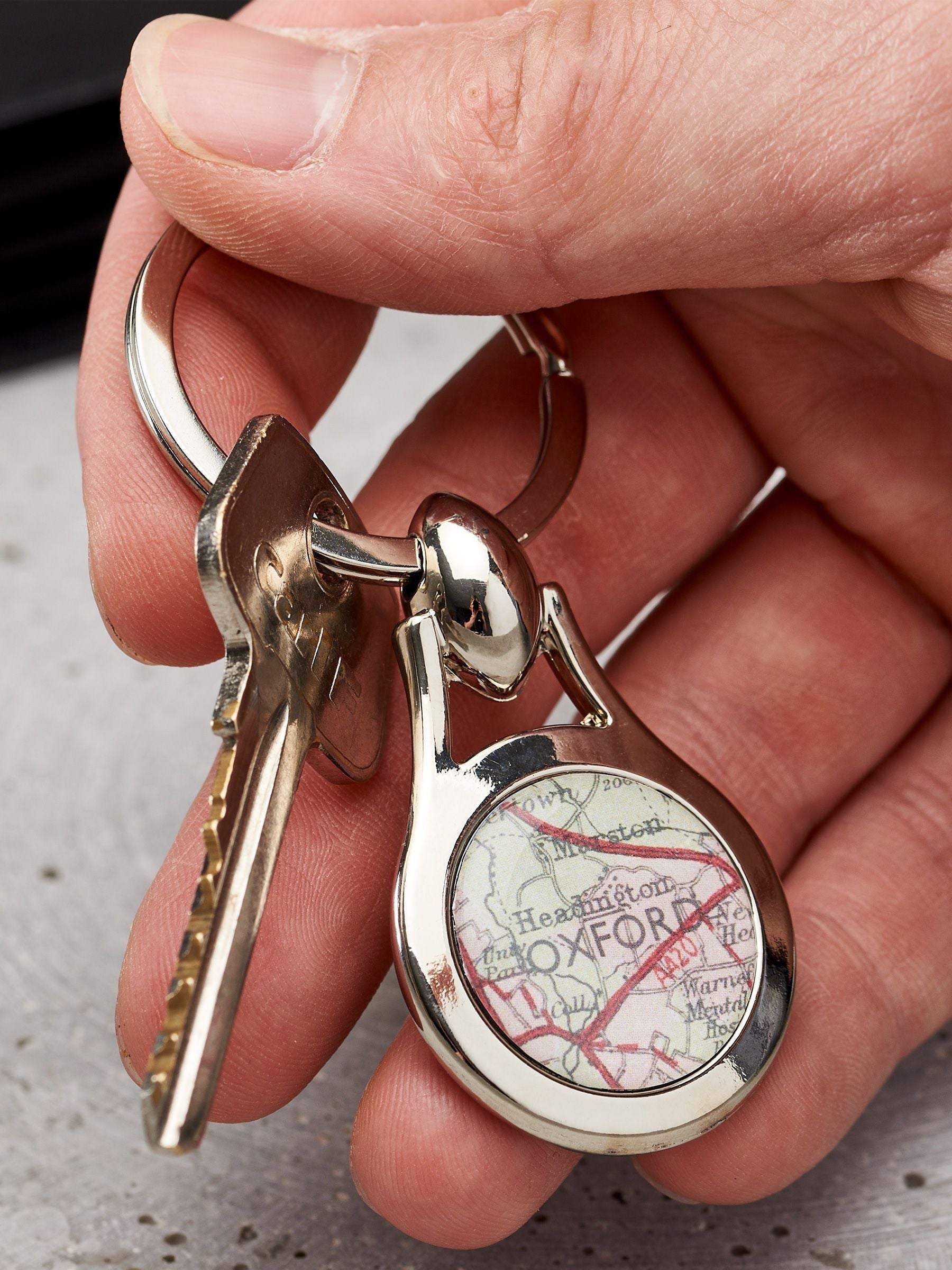 Posh Totty Designs personalised vintage map keyring, UK version