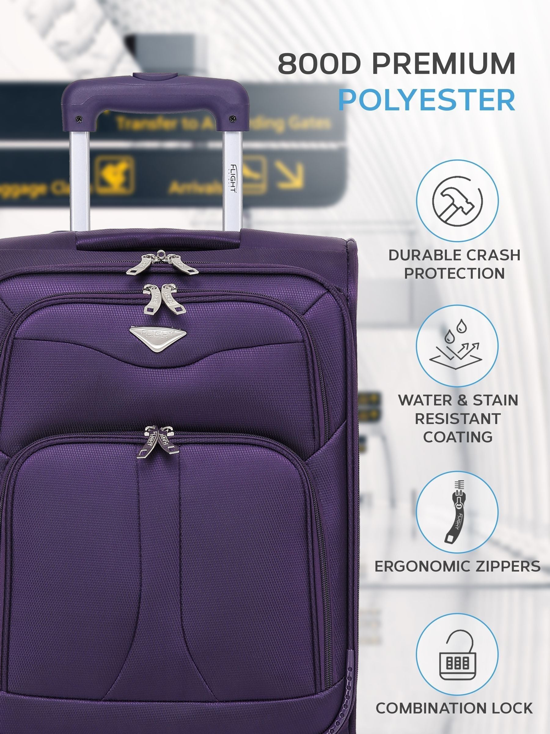 Flight Knight purple soft case cabin suitcase, UK version