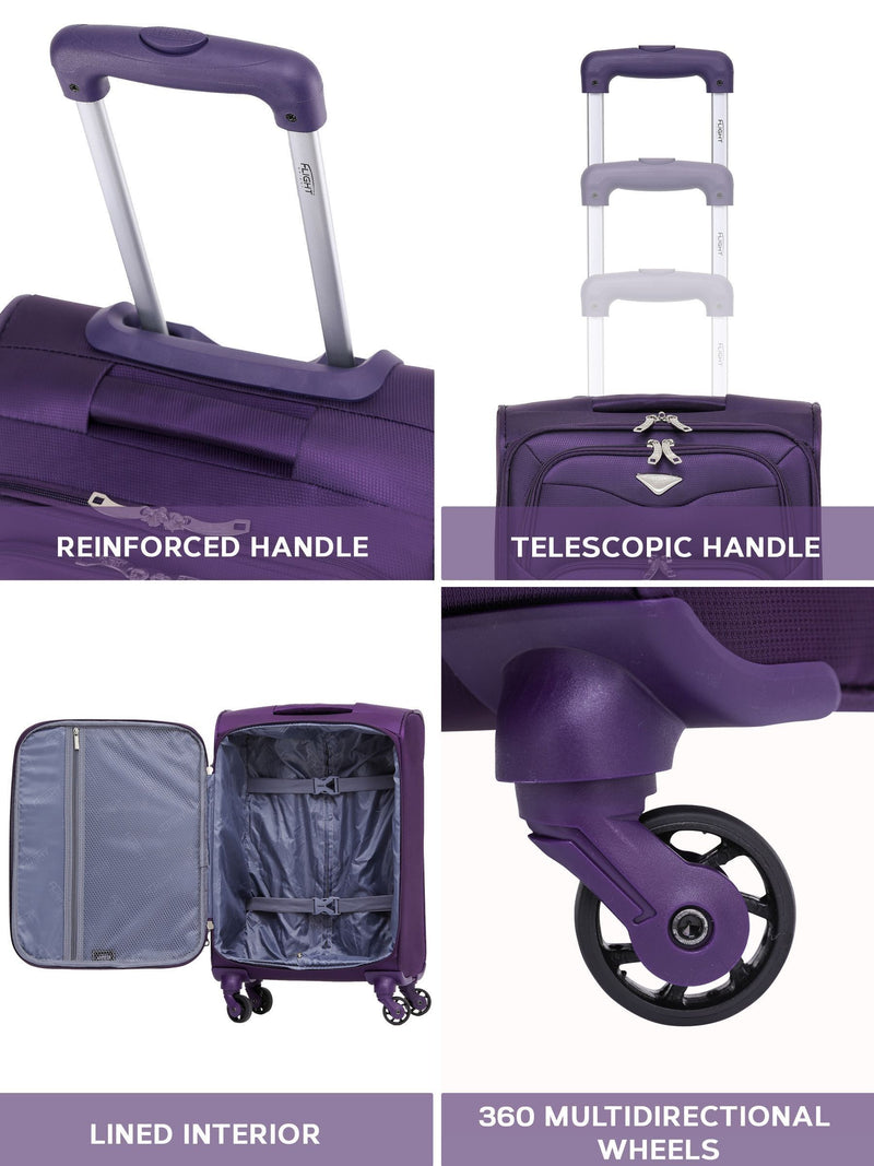 Flight Knight purple soft case cabin suitcase, UK version