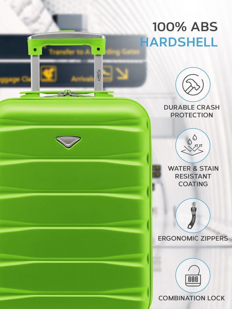 Flight Knight green hard shell cabin suitcase 21 inch, UK version