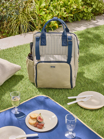 Blauer/Neutraler Mediterraner Picknick-Rucksack für 4 Personen