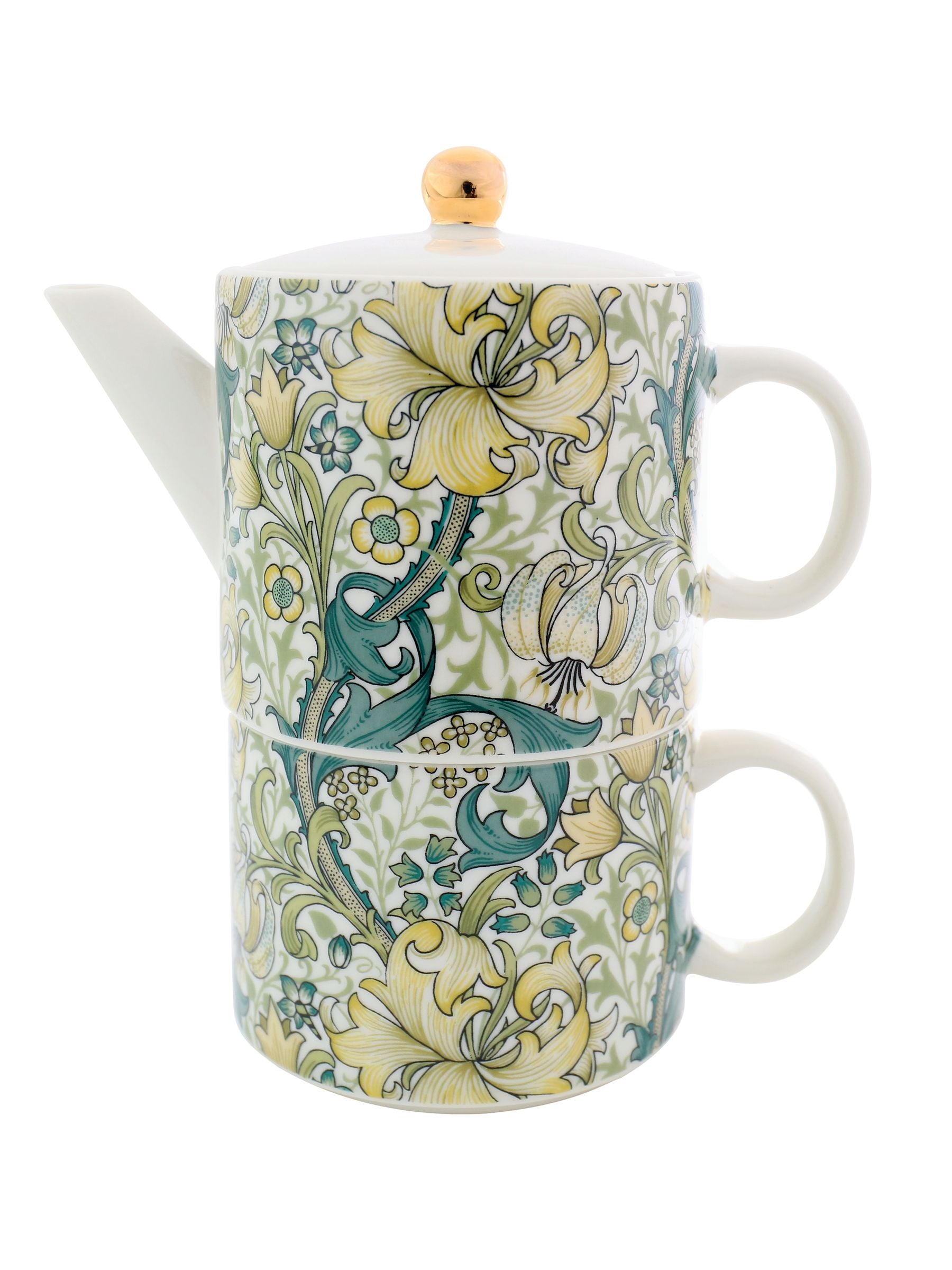 Blue Golden Lily ceramic teapot and cup set tea for one (British brand)