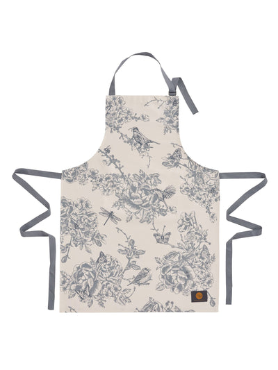 Tablier Victoria Eggs Printemps Sauvage Bleu Vintage en coton