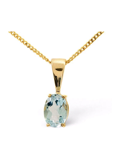 Next The Diamond Store Blue Topaz 9K Yellow Gold Pendant Necklace 7x5mm- Buy online at McGrocer