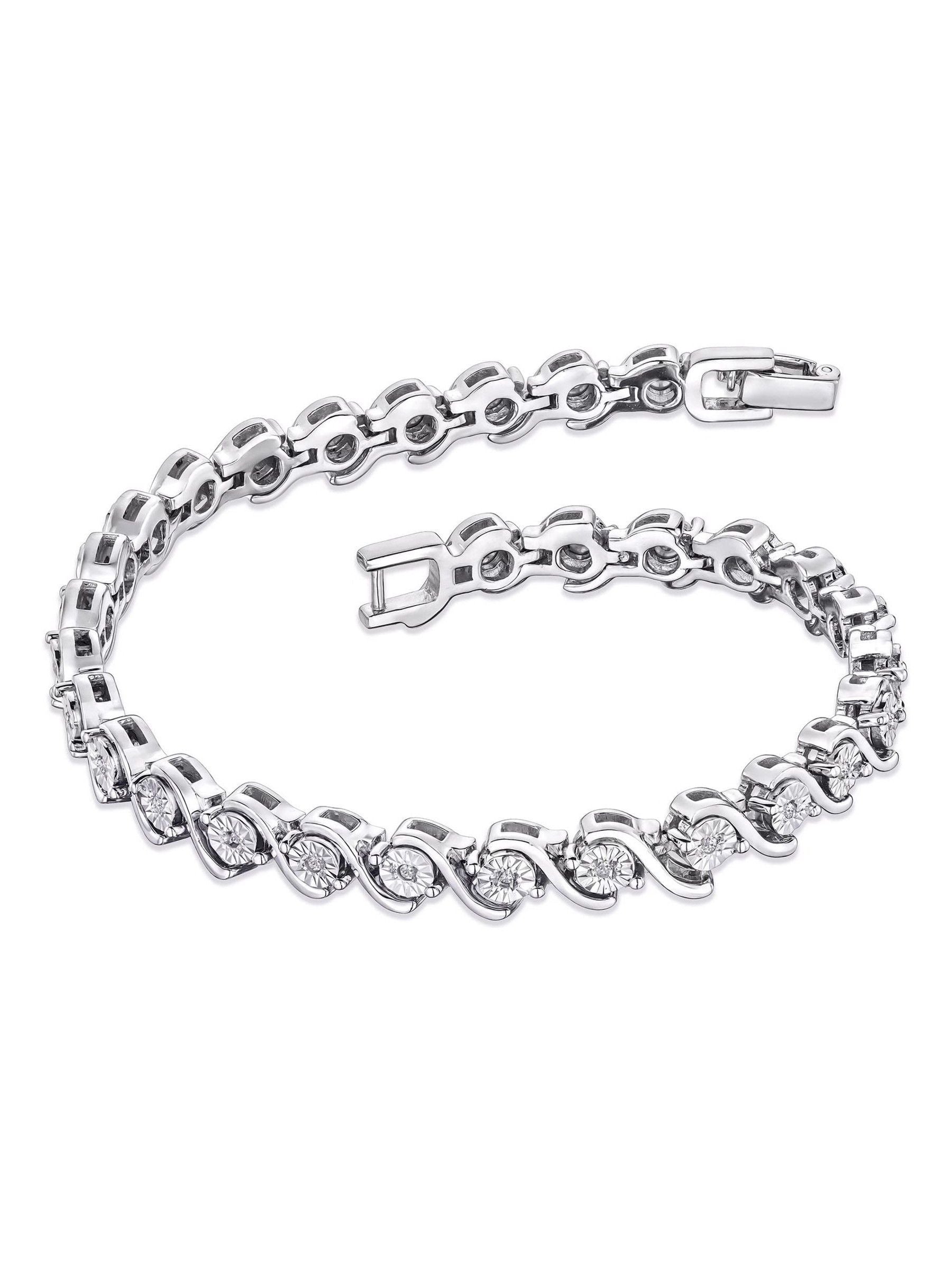 The Diamond Store diamond and silver twist bracelet with 0.19ct diamonds (British brand)