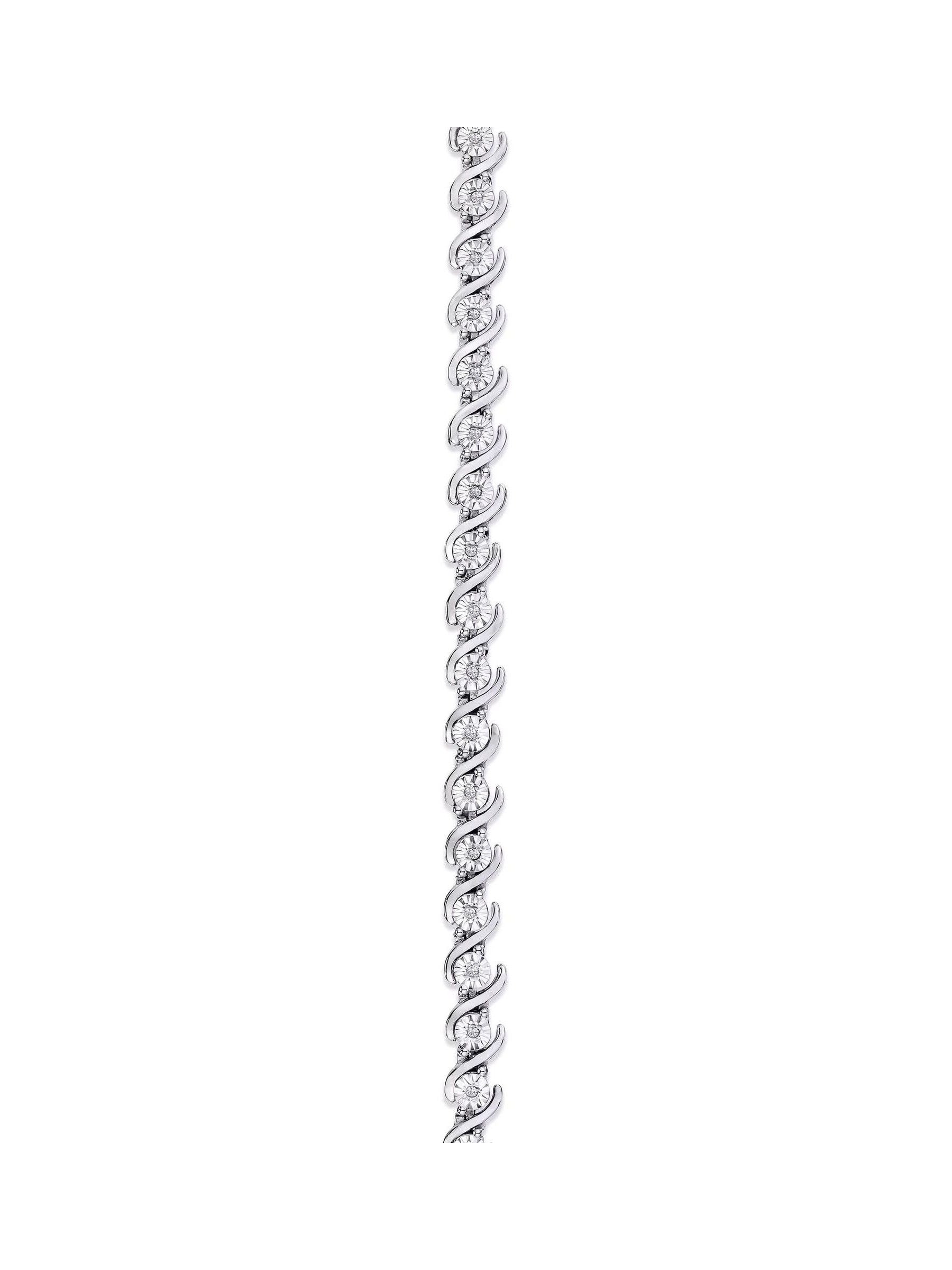 The Diamond Store diamond and silver twist bracelet with 0.19ct diamonds (British brand)