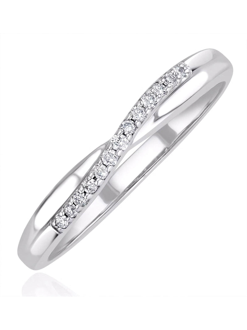 The Diamond Store Lab Diamond Half Eternity Wave Ring 0.05ct 925 Silver (British brand)