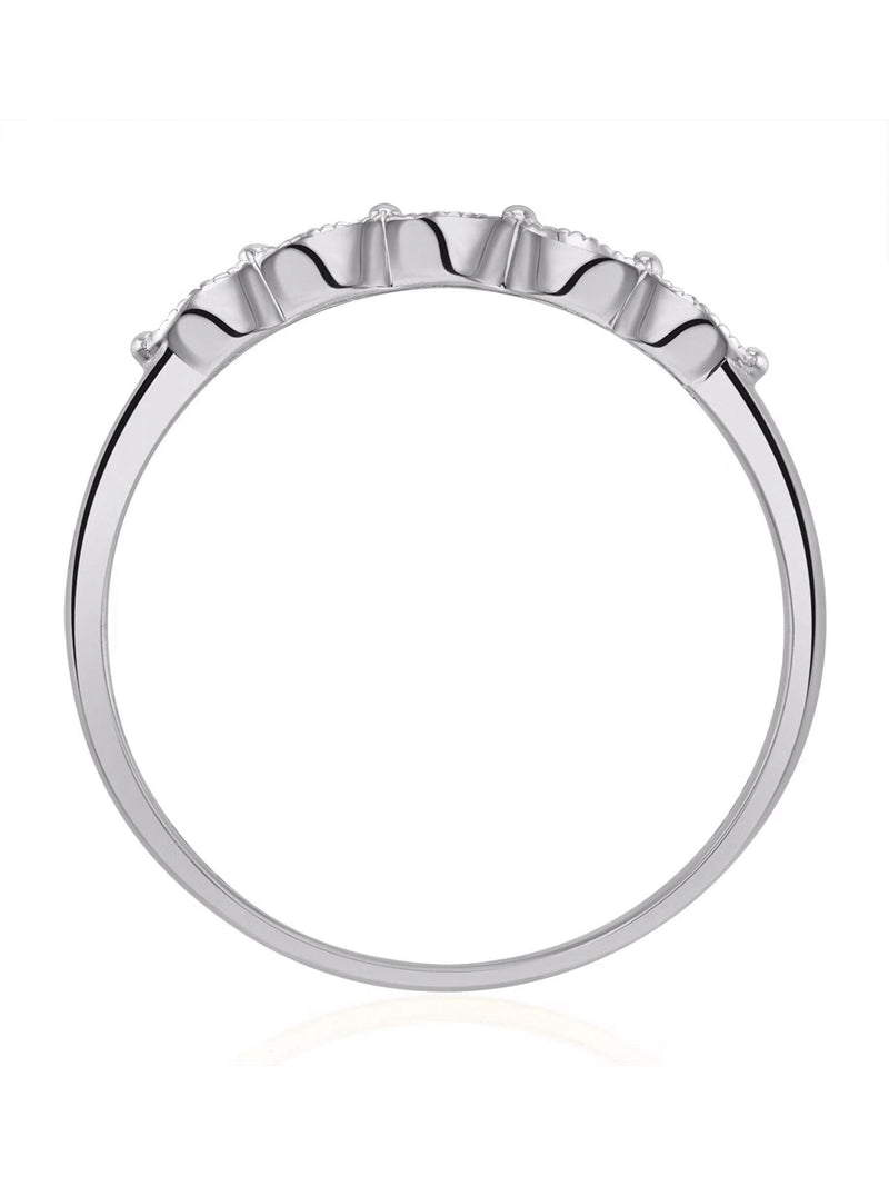 The Diamond Store White Half Eternity Ring with 0.02CT diamonds in 9K gold (British brand)