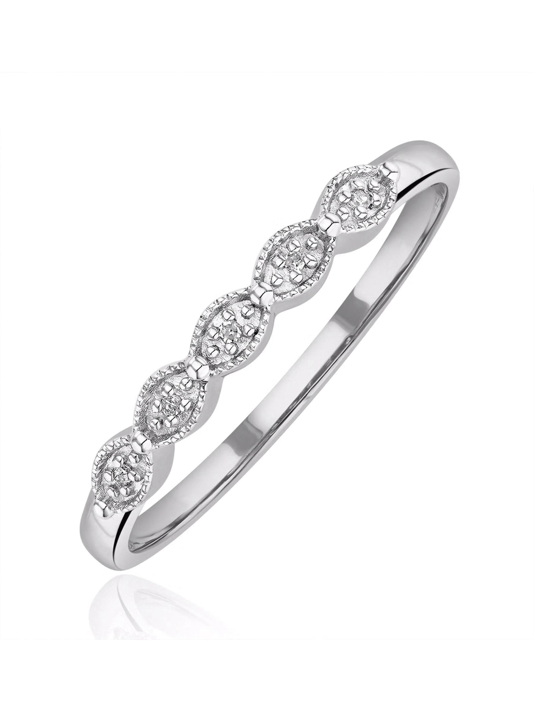 The Diamond Store White Half Eternity Ring 0.02CT Diamond 9K