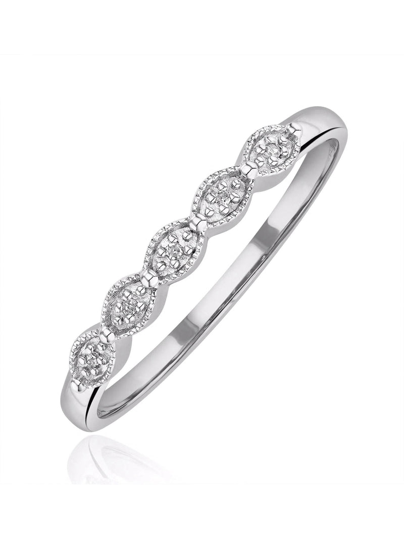 The Diamond Store White Half Eternity Ring 0.02CT Diamond 9K