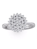 The Diamond Store Silver Tone Cluster Lab Diamond Ring 0.33ct (British brand)