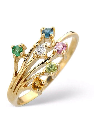 The Diamond Store Gold Tone Multi Gem Stone and Diamond 9K Gemstone Ring