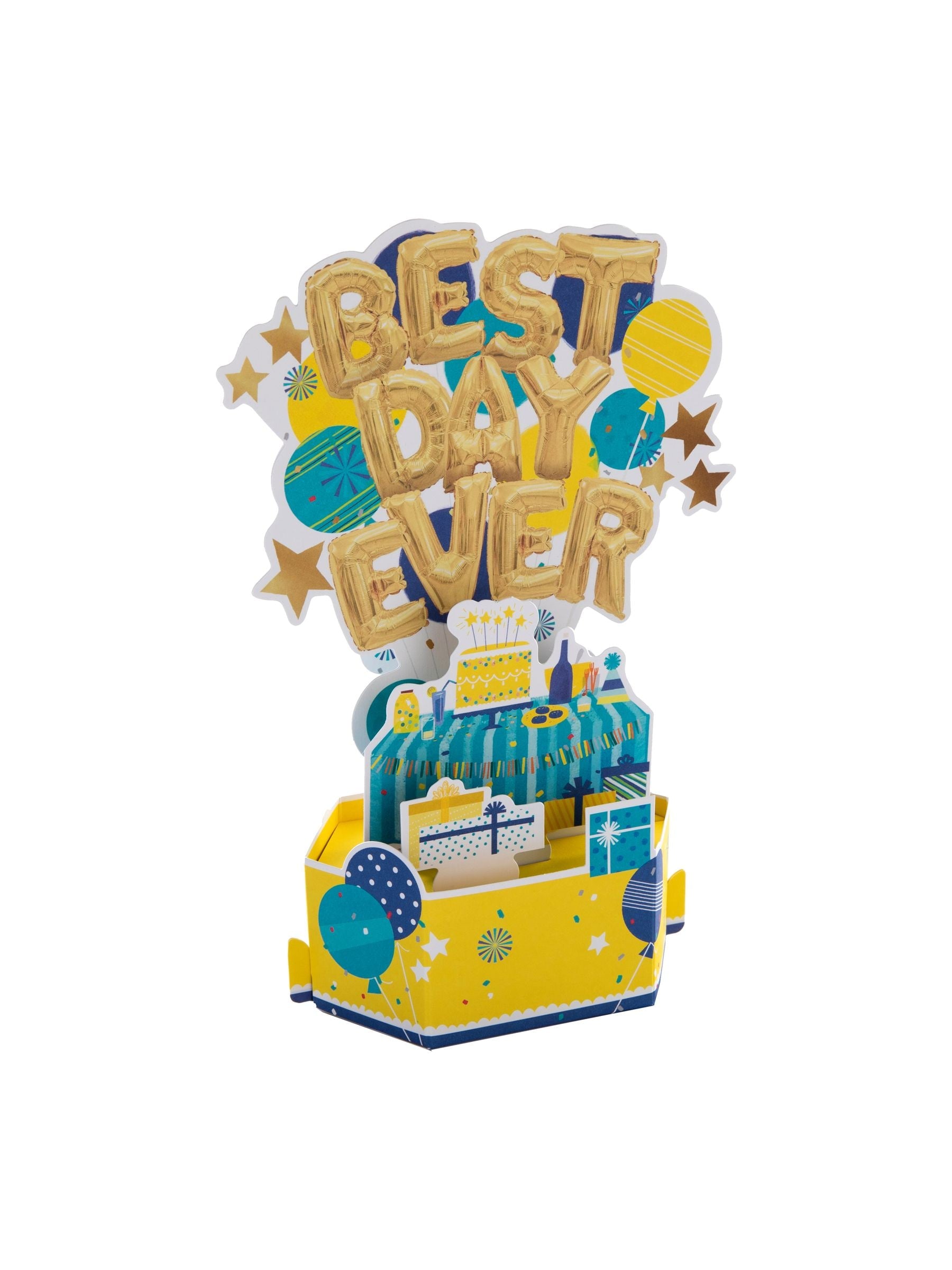 Hallmark 3D pop-up birthday card with celebration banner, UK version