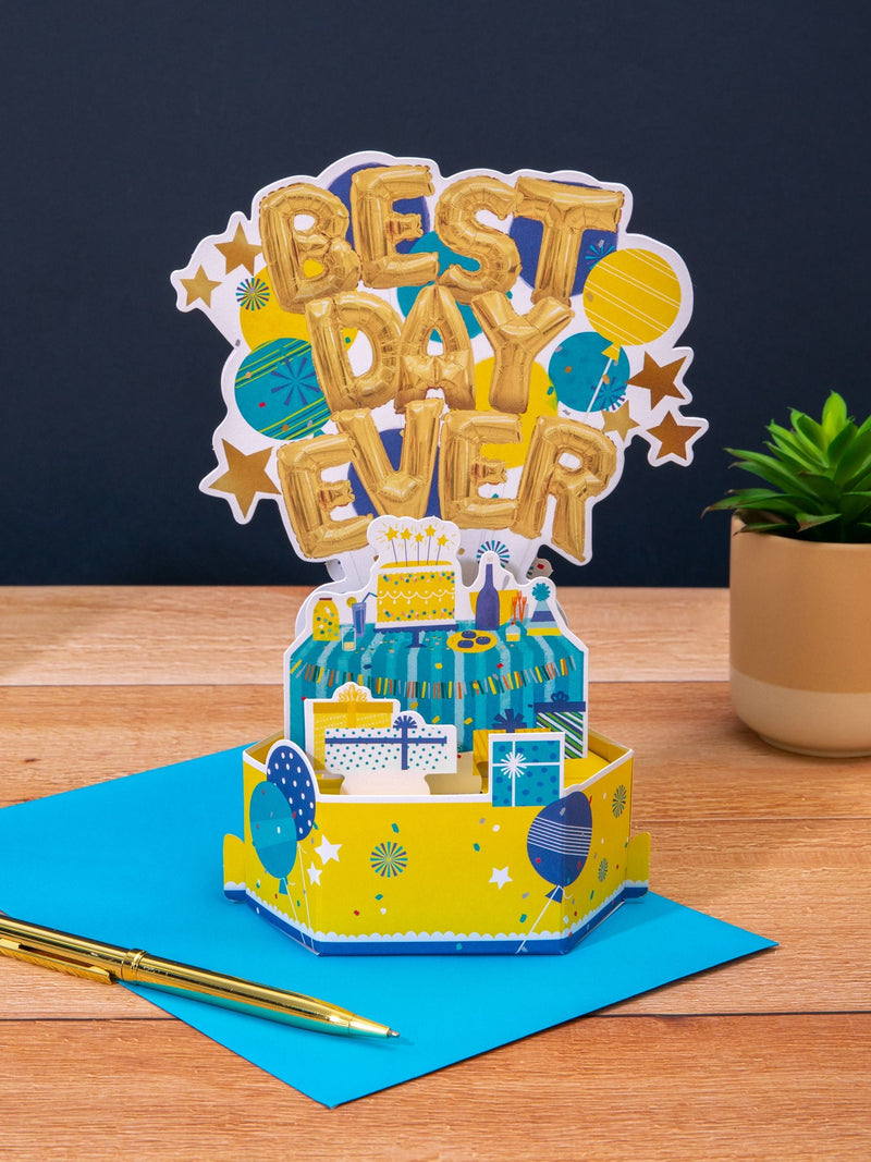 Hallmark 3D pop-up birthday card with celebration banner, UK version