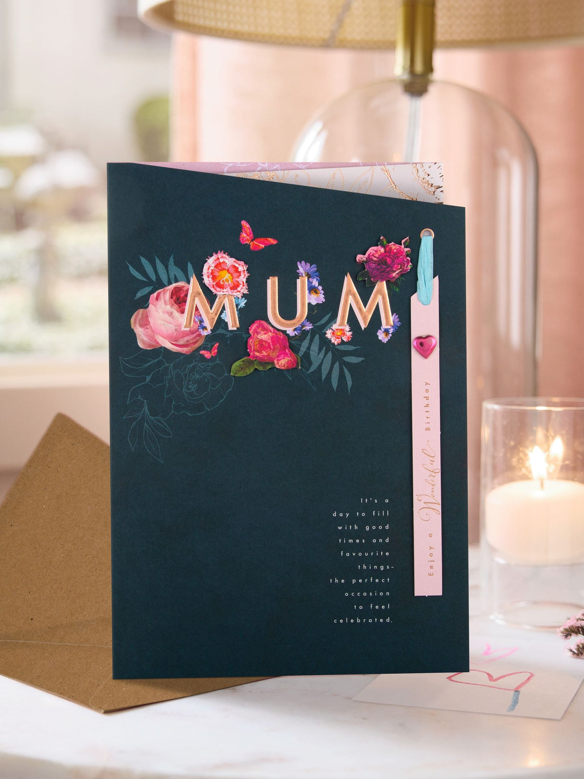 Hallmark birthday card for mum floral design 26x18cm, UK version
