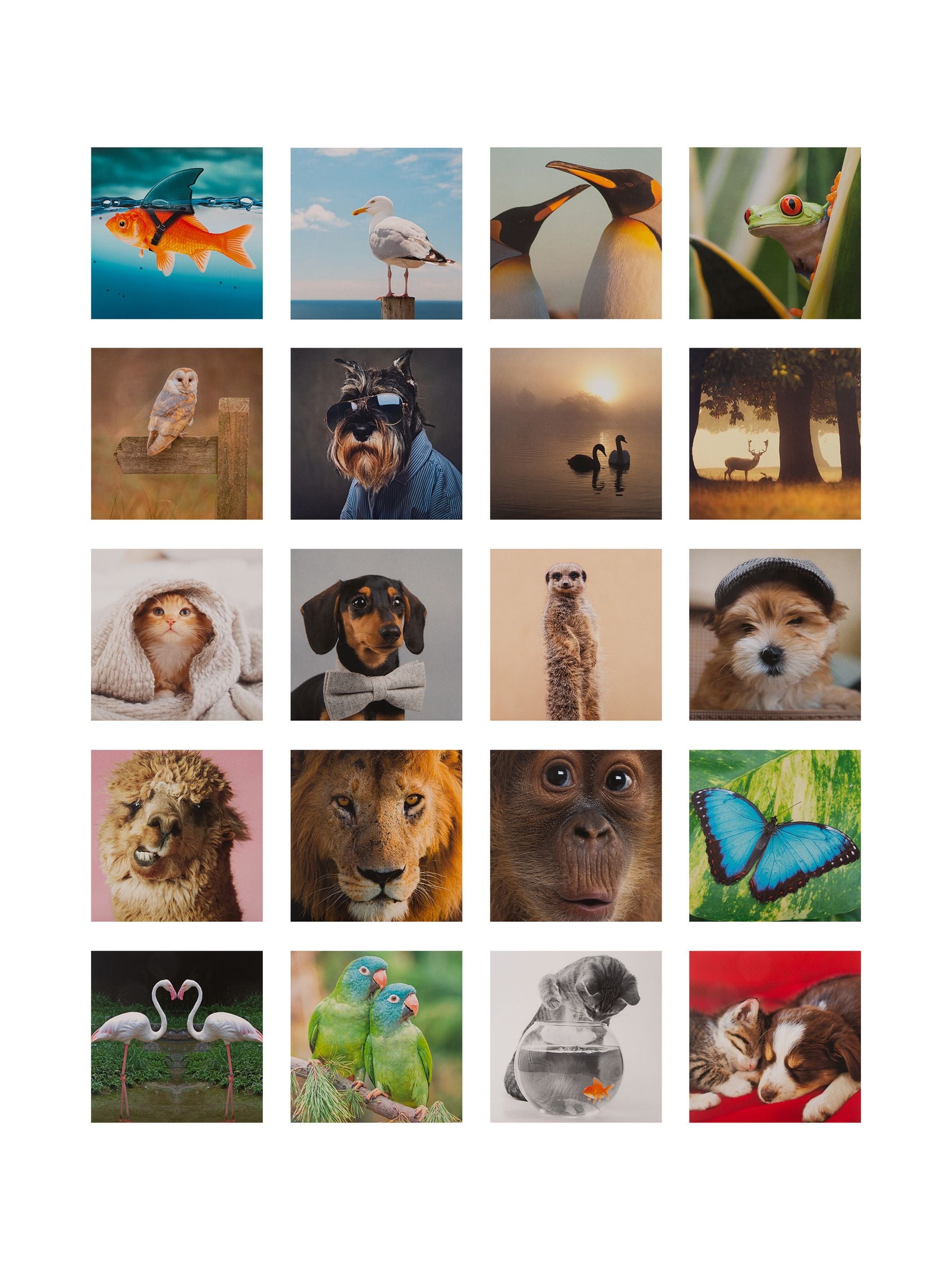 Hallmark multi cute animal design blank cards 20 pack, UK version