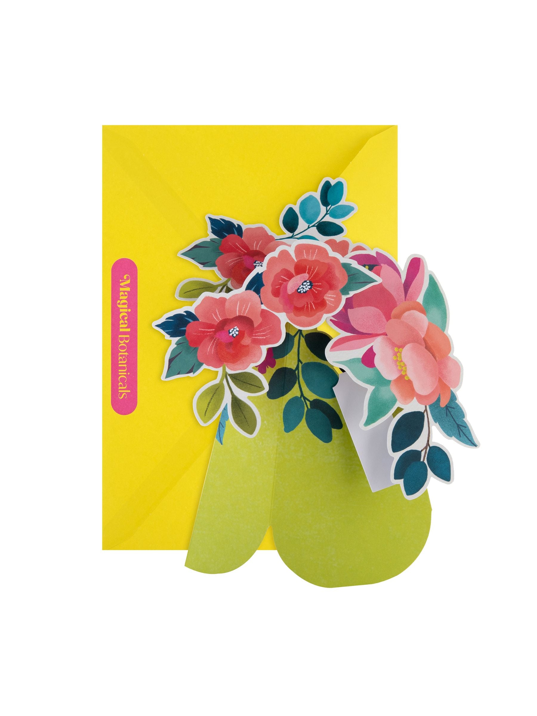 Hallmark 3D pop-up yellow vase paper flower card, UK version