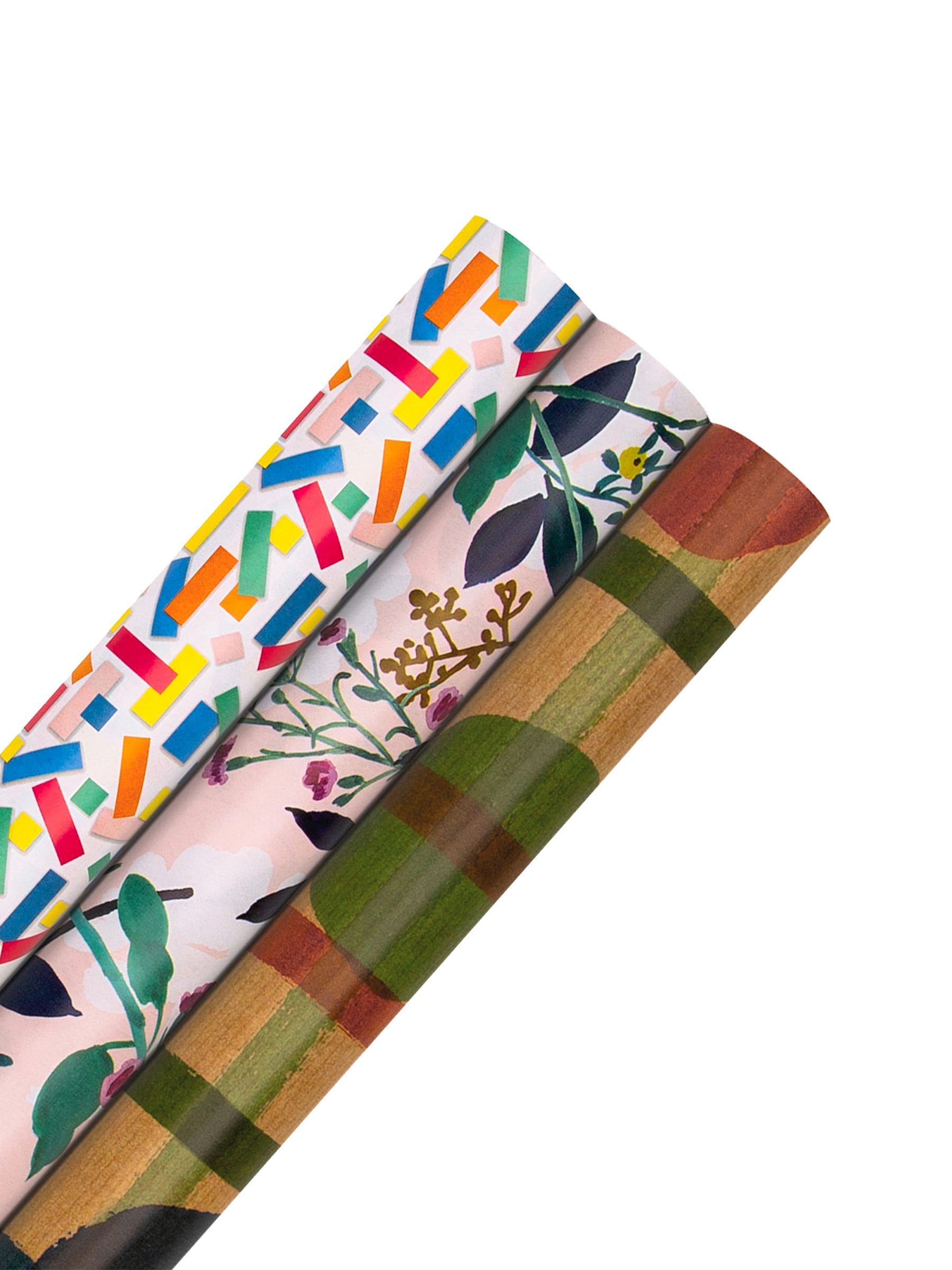 Hallmark multi wrapping paper in 3 bright designs, 3 rolls x 2m, UK version