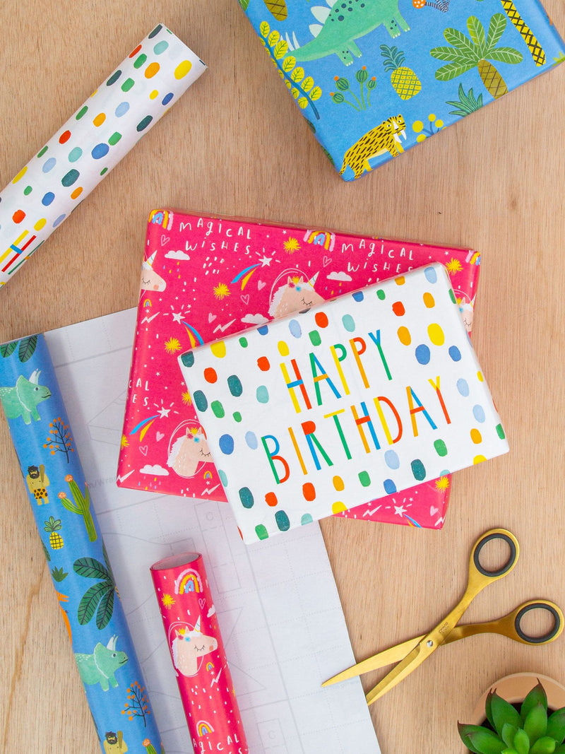 Hallmark wrapping paper 3 rolls with fun kids designs, UK version