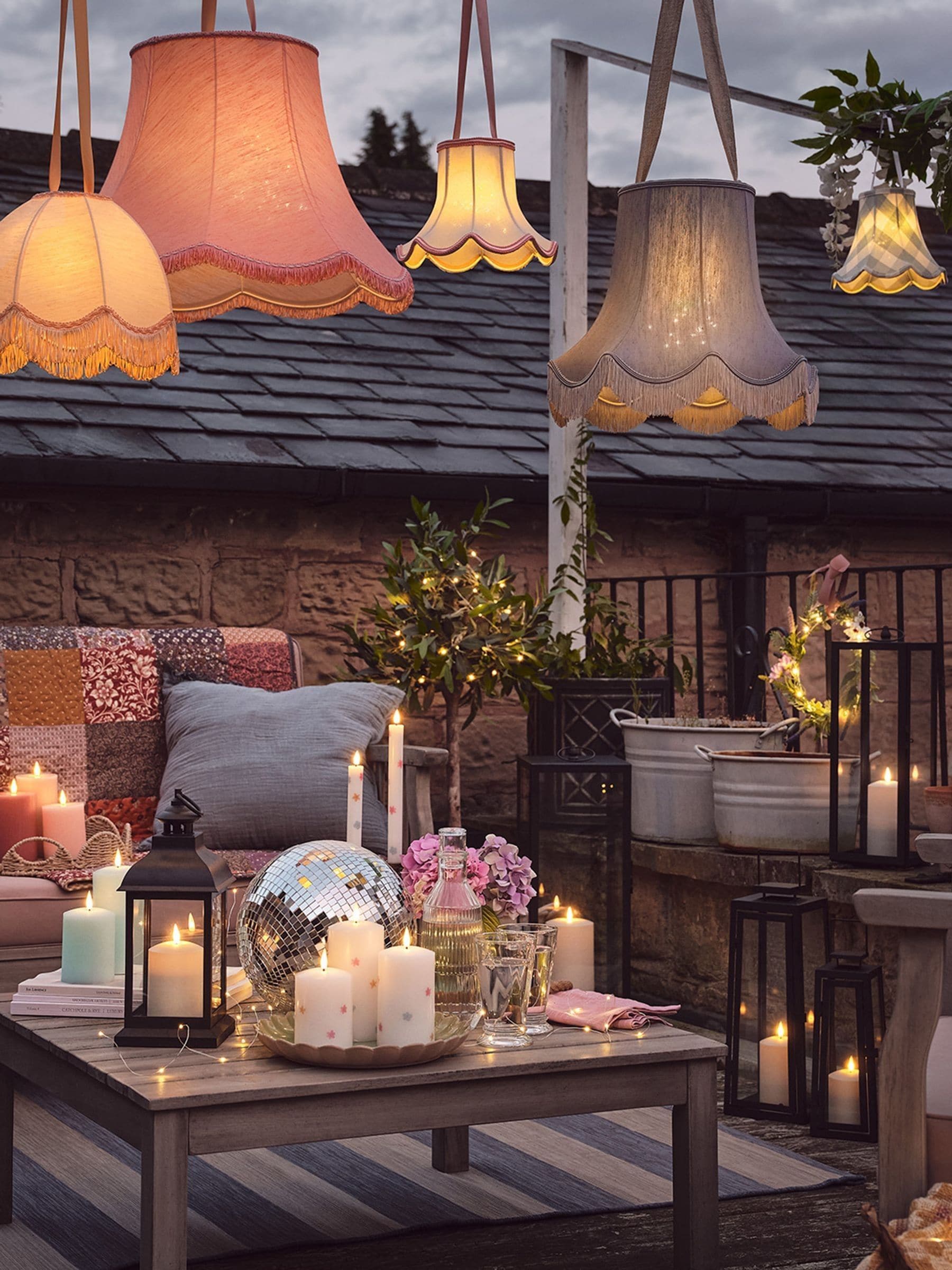 Lights4fun black outdoor metal lantern with TruGlow candle, imported from the UK