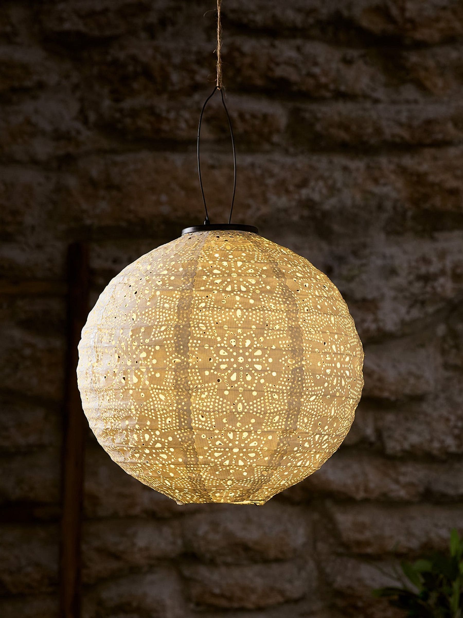 Lights4fun white solar hanging lantern 30cm (British brand)