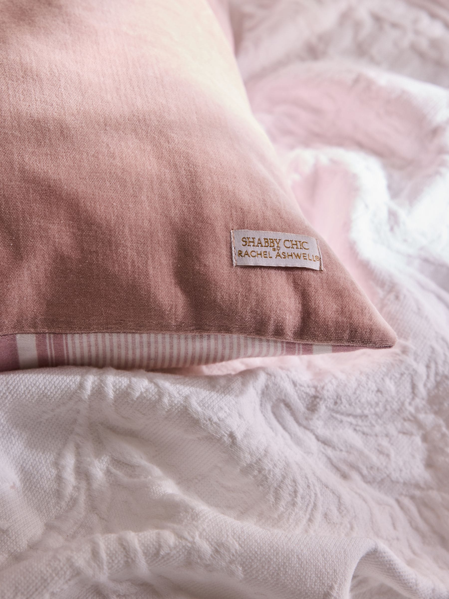Shabby Chic pink stripe cushion 50x50cm, imported from the UK