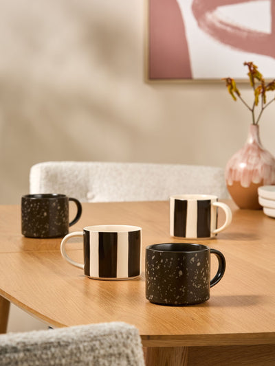 Next MADE.COM Set of 4 Black/White Jovi Hand Painted Stacking Mugs- Buy online at McGrocer