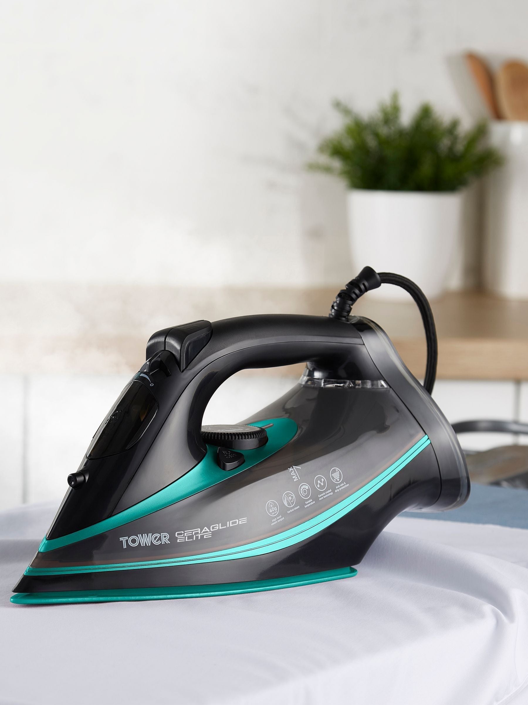 Tower Black and Teal Ceraglide iron, imported from the UK