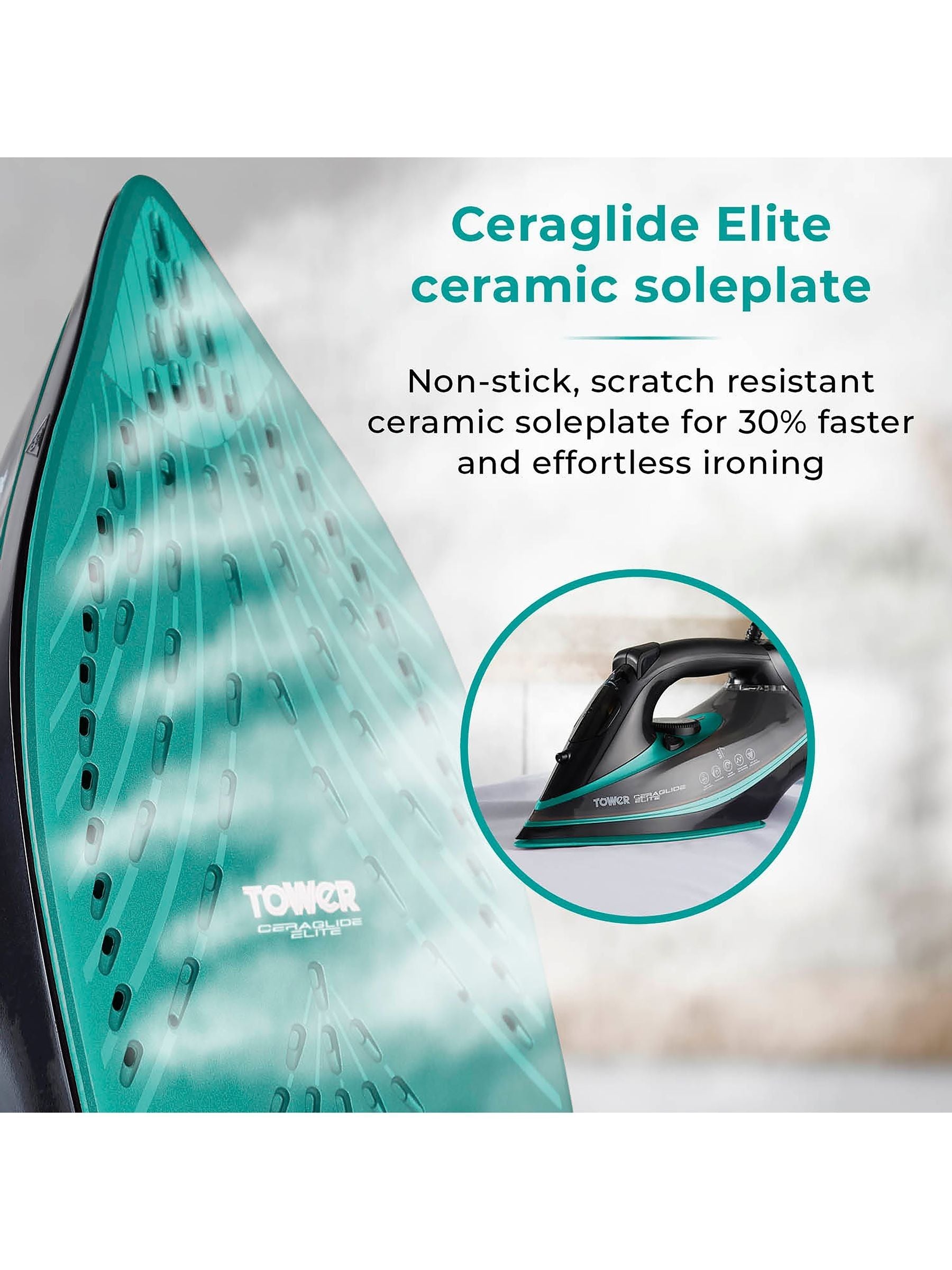 Tower Black and Teal Ceraglide iron, imported from the UK