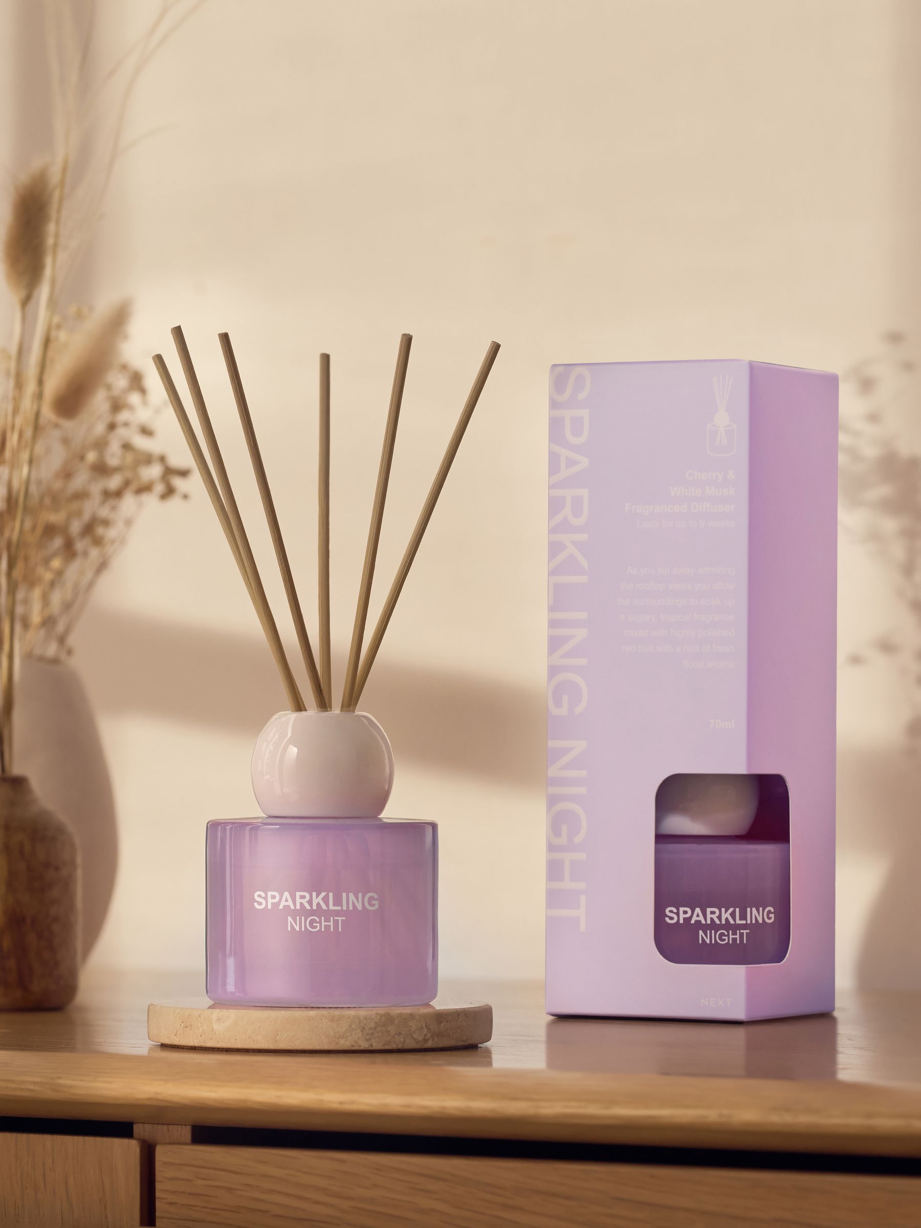 Lilac Cherry and White Musk Pastels Sparkling Night Reed Diffuser 200ml