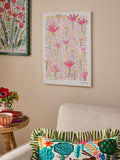 Lucy Tiffney pink canvas wall art with botanical flowers, UK version