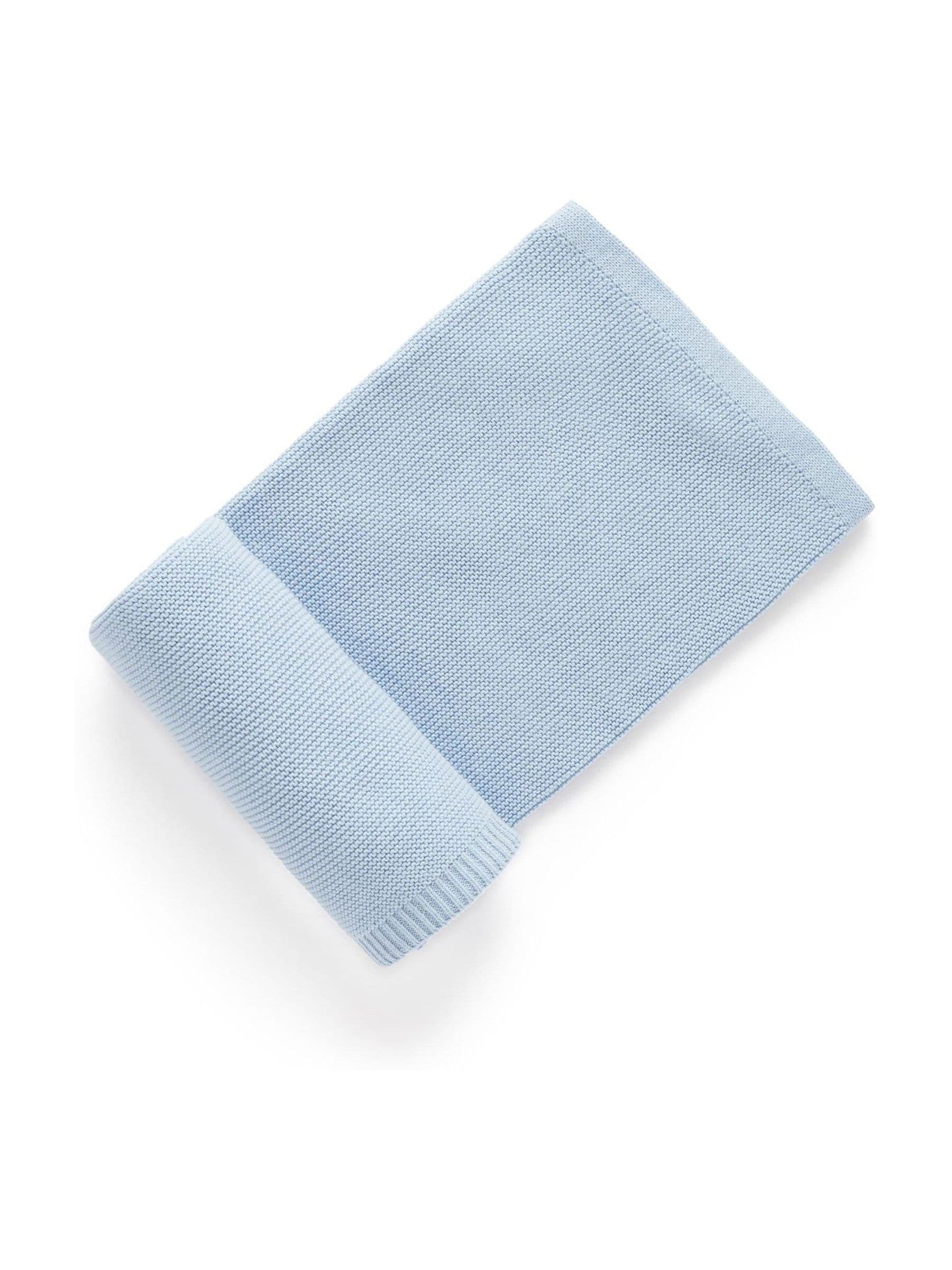 Purebaby Blue Textured Knit 100% Cotton Blanket