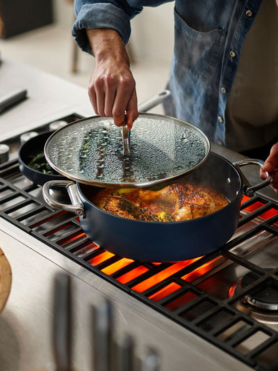Next Joseph Joseph Midnight Blue Space Folding Handle Ceramic Nonstick Shallow Casserole Pan 28cm- Buy online at McGrocer
