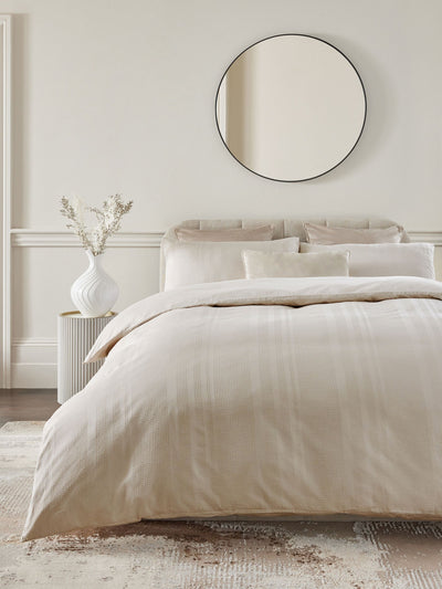 Next Natural Champagne 100% Cotton Waffle Sateen Duvet Cover and Pillowcase Set- Buy online at McGrocer
