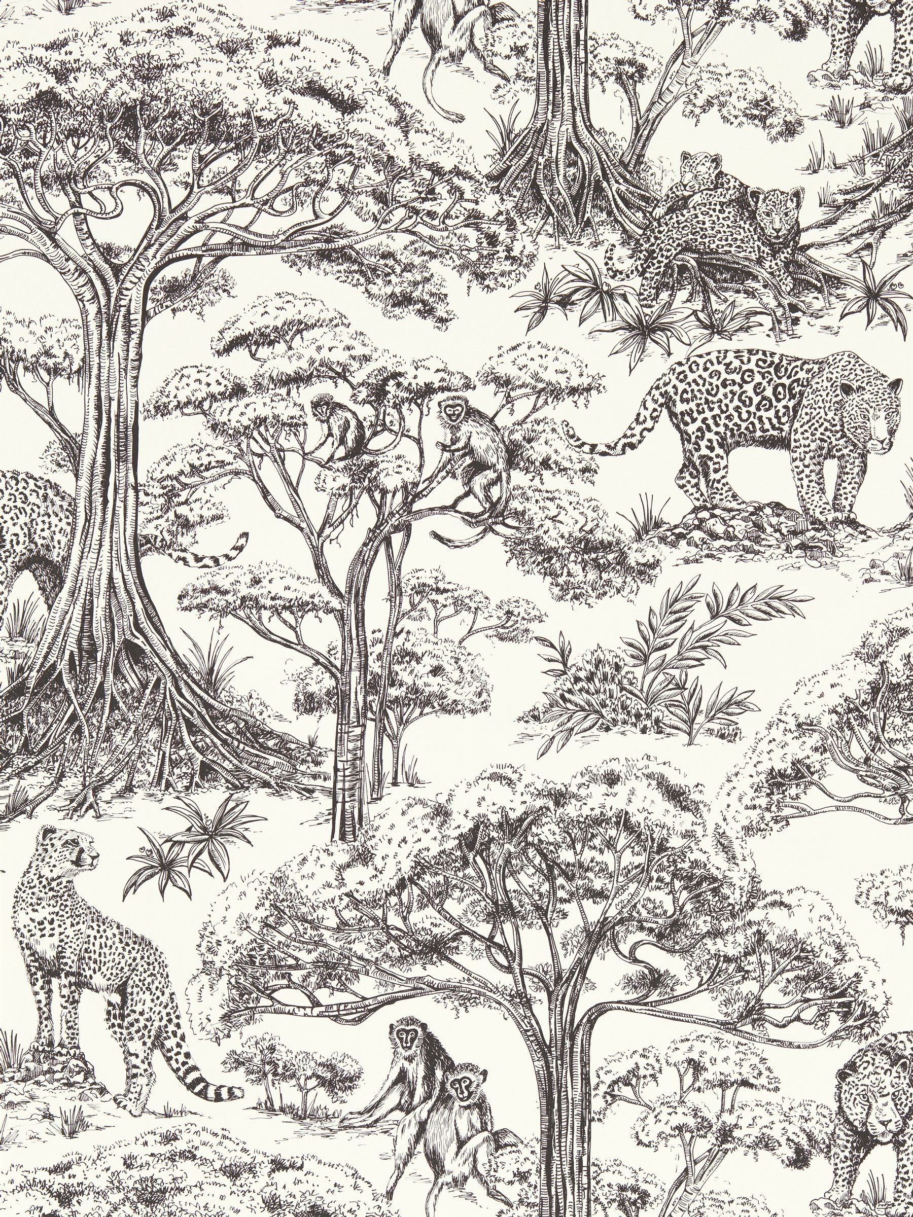 Clarke and Clarke Noir Luxe Kisumu Wallpaper Sample